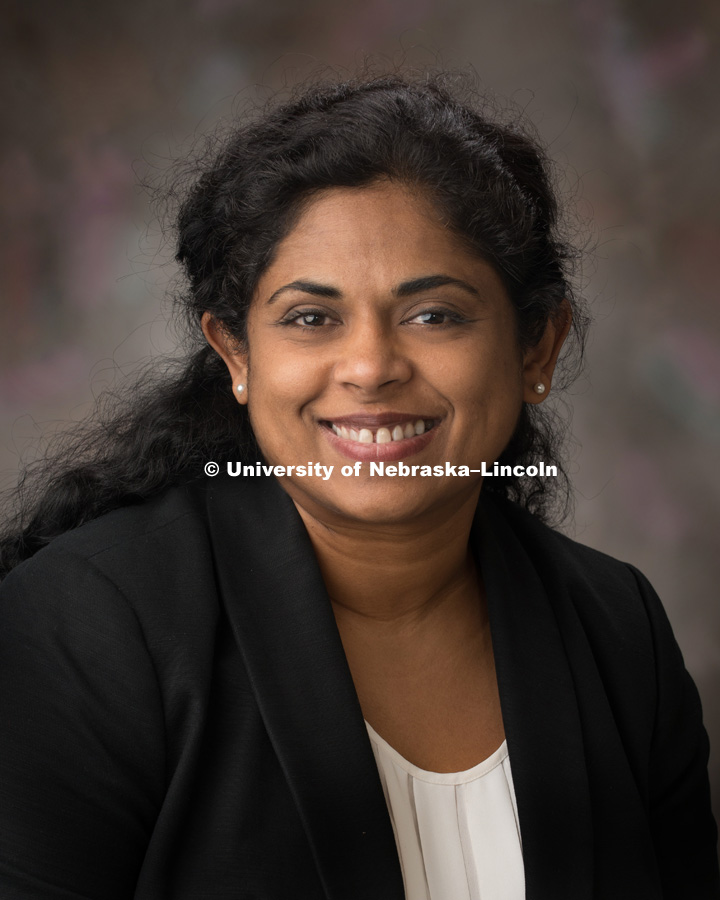 Studio portrait of Angela Anandappa, Director of Alliance for Advanced Sanitation, Food Science and Technology, CEHS. June 16, 2016. Photo by Greg Nathan, University Communications Photographer.