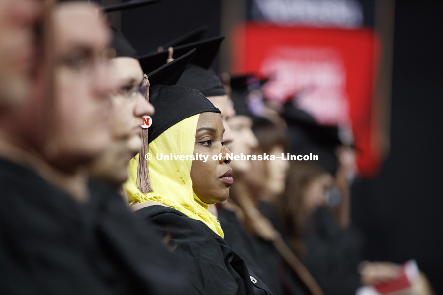 Students earning graduate and professional degrees received their diplomas Friday afternoon in Lincoln's Pinnacle Bank Arena. Undergraduate commencement is Saturday morning in the Arena. More than 3,000 degrees will be awarded May 5 and 6. May 5, 2017.