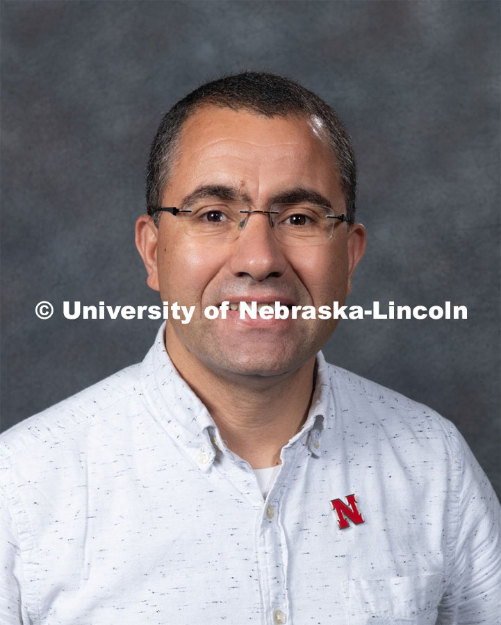 Studio portrait of Abdelghani Laraoui Assistant Professor, Mechanical and Materials Engineering. New Faculty. August 21, 2019. Photo by Greg Nathan / University Communication Photography.