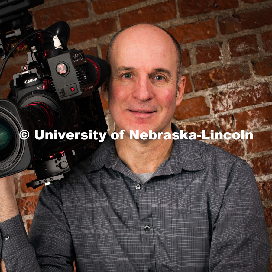 Studio portrait of Dave Fitzgibbon, Director of Video Services, Office of University Communication. December 9, 2019. Photo by Greg Nathan / University Communication.
