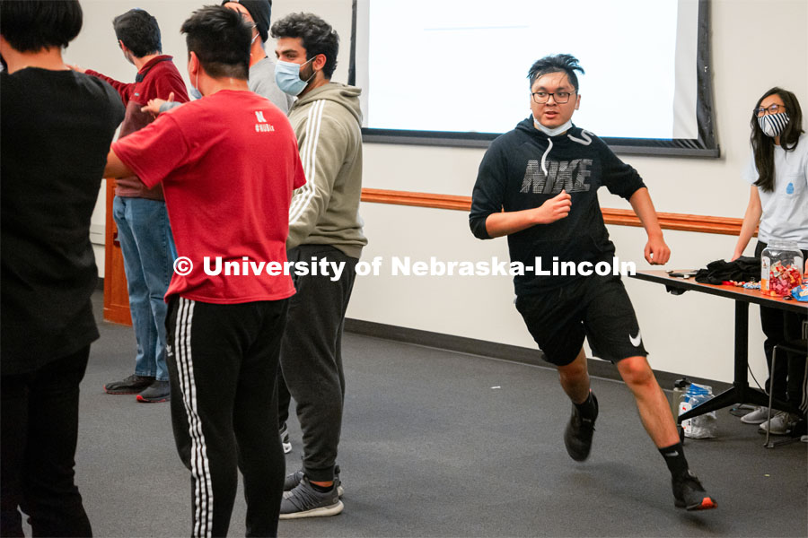 Henry Tran plays Meo Bat Chuot (cat and mouse) as the Vietnamese Student Association (Recognized Student Organization) plays their own version of Squid Games during their meeting. October 21, 2021. Photo by Jonah Tran / University Communication.