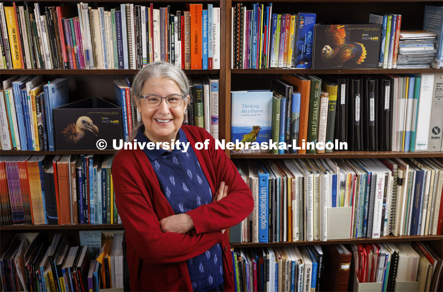 Judy Diamond, Professor of University Libraries, is a 2022 IDEA award winner. Diamond is pictured in the library stacks. April 6, 2022. Photo by Craig Chandler / University Communication.