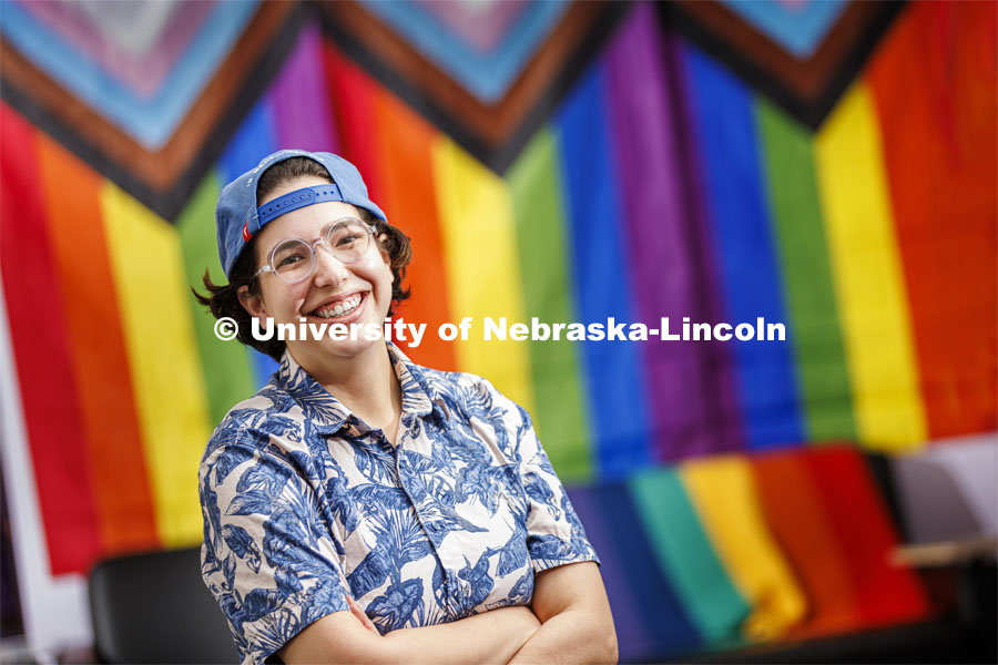 Mack Gonzalez, senior in English, works in the LGBTQA+ center and is a PRIDE month feature story. June 24, 2022. Photo by Craig Chandler / University Communication.