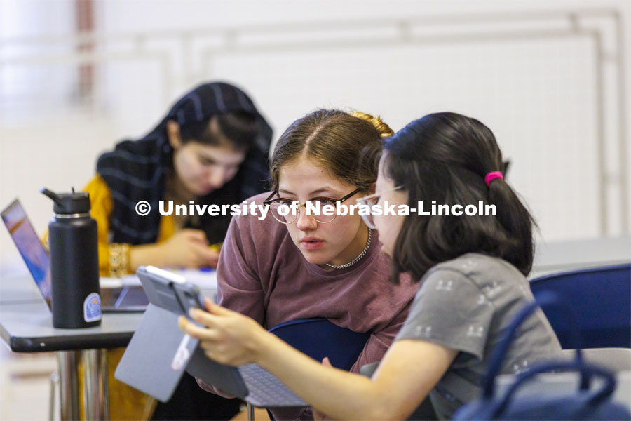 Students studying in Jorgensen Hall. August 29, 2022. Photo by Craig Chandler / University Communication.