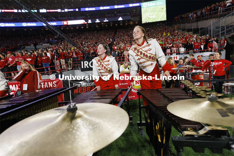 Cornhusker Marching Band plays for the halftime show. Nebraska vs. Georgia Southern football in Memorial Stadium. September 10, 2022. Photo by Craig Chandler / University Communication.