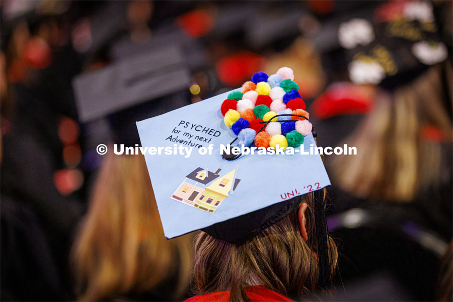 Casey Lasater, a Psychology graduate, awaits her next adventure. Winter Undergraduate Commencement in Pinnacle Bank Arena. December 17, 2022. Photo by Craig Chandler / University Communication.