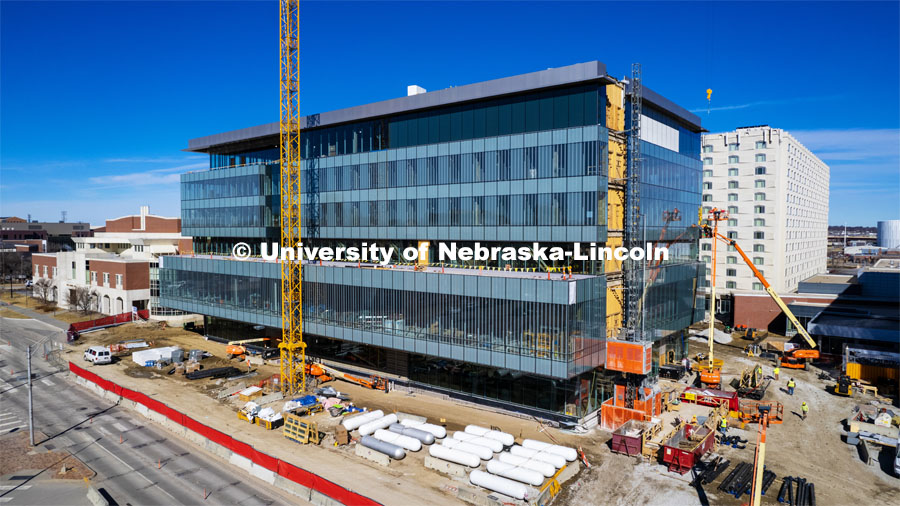 Construction of Kiewit Hall on City Campus. March 1, 2023. Photo by Craig Chandler / University Communication.