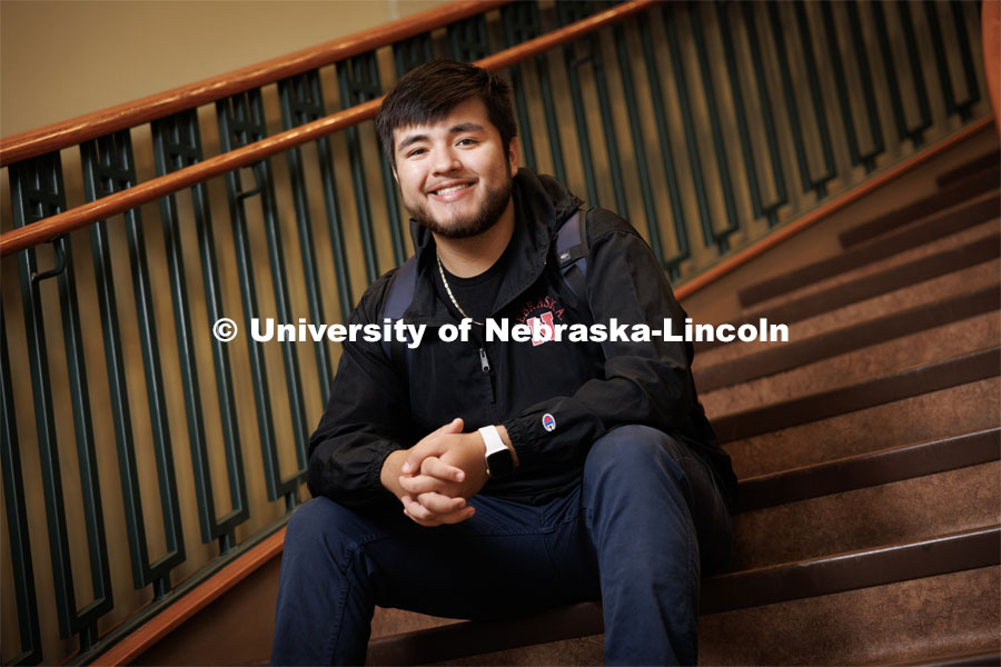 Isaac Perez, sophomore in management and actuarial science, from Lexington, Nebraska. September 12, 2023. Photo by Craig Chandler/ University Communication.