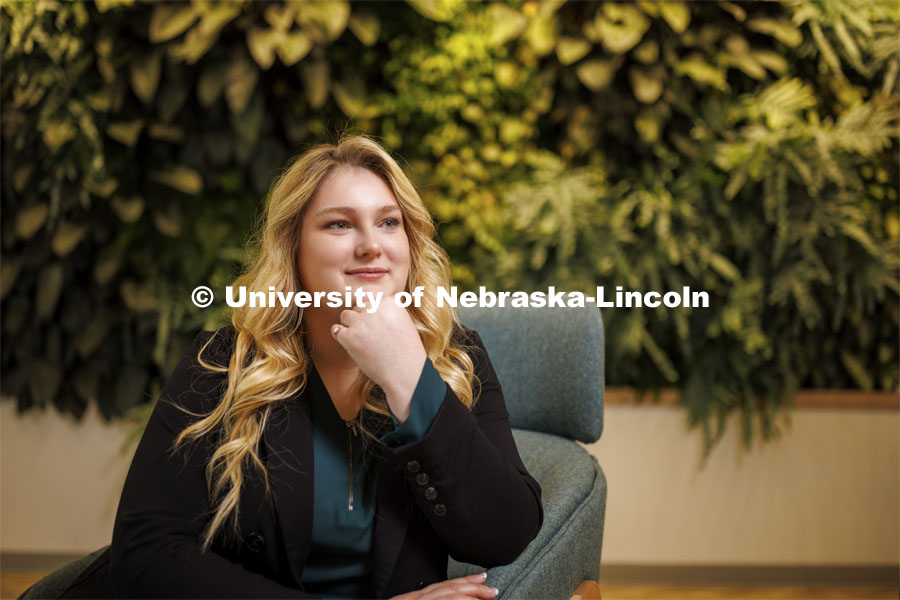 Delaney Doyle, a second-year law student from Omaha, for Women’s History Month. March 15, 2024. Photo by Craig Chandler / University Communication and Marketing.