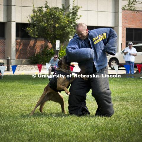 The state patrol police exhibit their canine unit during the Husker Dog fest on August 11, 2018 on the University of Nebraska-Lincoln Campus. Photo by Alyssa Mae for University Communication.
