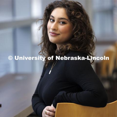 Ritsa Giannakas, senior in political science and economics, for Women’s History Month story.  March 22, 2024. Photo by Craig Chandler / University Communication and Marketing