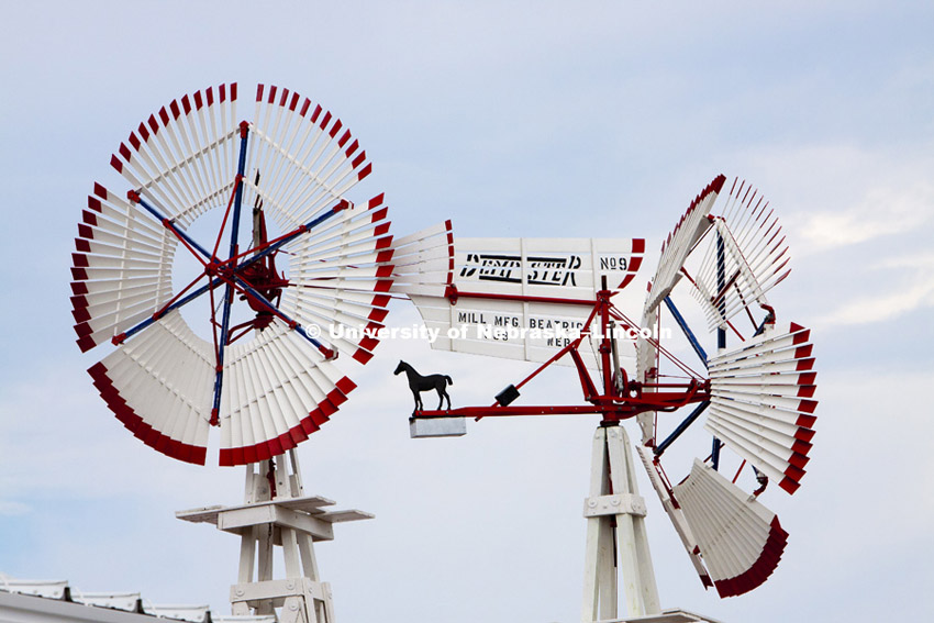 Windmills along Highway 34 between Seward and York, NE. 110826, Photo by Craig Chandler / University Communications
