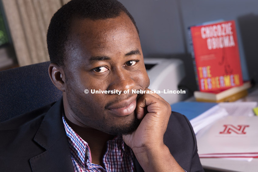 Chigozie Obioma, a Nigerian writer and member of the University of Nebraska-Lincoln creative writing faculty, is one of six authors vying for one of the most prestigious writing awards in the world. September 11, 2015, Photo by Craig Chandler, University Communications.
