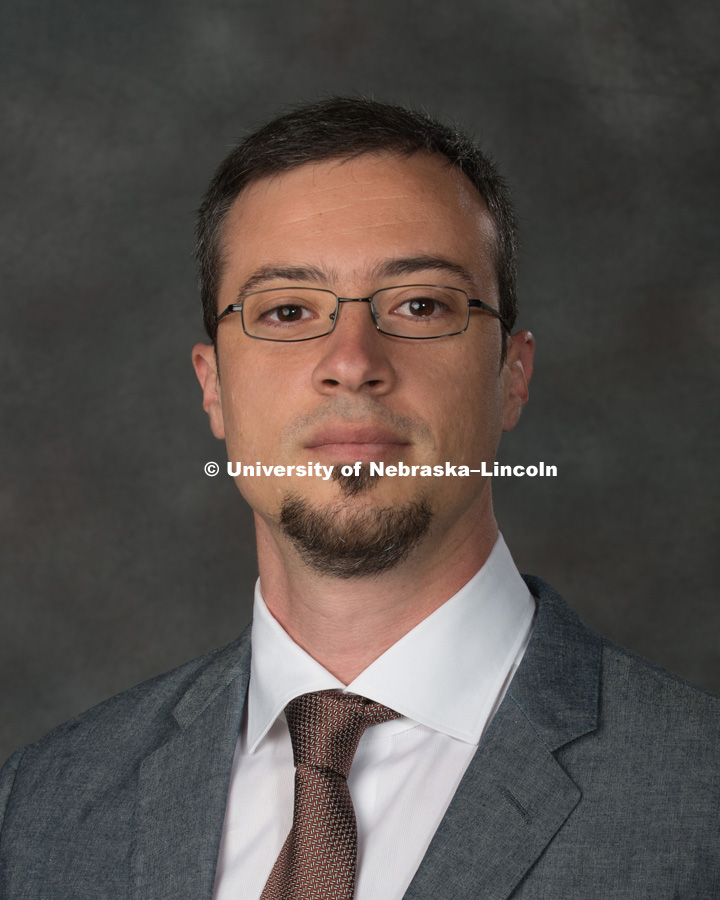Studio portrait of Nikolaos Dimotakis, Assistant Professor, College of Business, Management. New Faculty Orientation. August 16, 2017. Photo by Greg Nathan, University Communication Photography.