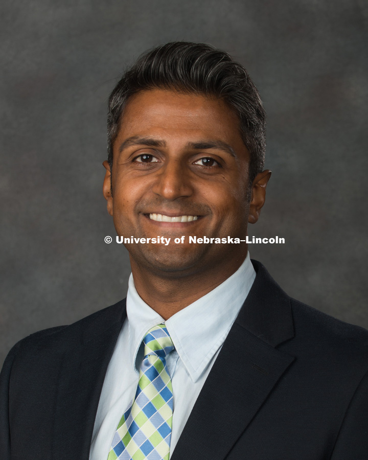Studio portrait of Vishnu Reddi, Assistant Professor, Durham School of Architectural Engineering and Construction. New Faculty Orientation. August 16, 2017. Photo by Greg Nathan, University Communication Photography.
