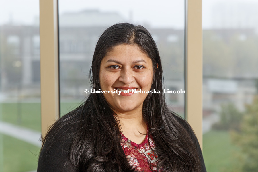 Bhuvana Gopal, Design Studio Assistant Director. Jeffrey S. Raikes School of Computer Science and Management board members and staff photos. October 6, 2017. Photo by Craig Chandler / University Communication.