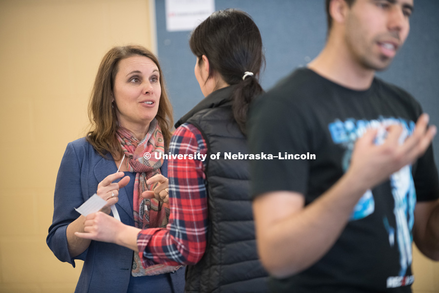 Theresa Catalano, Associate Professor, Teaching, Learning, and Teacher Education, CEHS, teaches her class in Henzlik Hall. March 6, 2018. Photo by Greg Nathan, University Communication Photography.