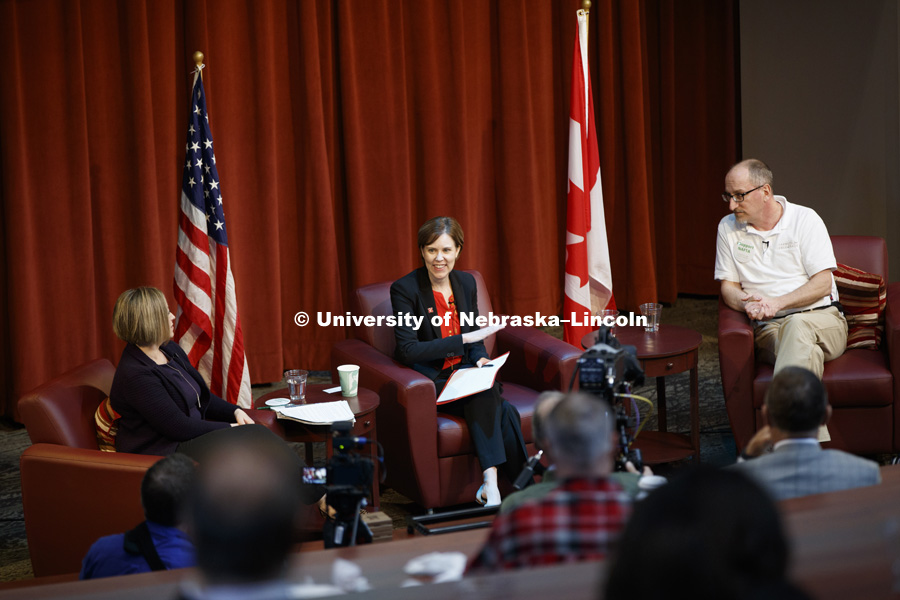 Andrea Durkin and Brian Kuehl were the panel for the Heuermann Lecture.  Their title was International Trade | Local Impact of Global Change: What does this mean for me and what can I do about it? The lecture was moderated by Ambassador Darci Vetter,