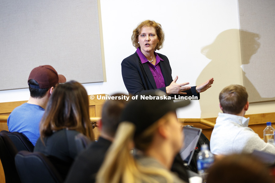 Colleen Medill, Professor of Law, is pictured teaching in the classroom. College of Law photo shoot. April 5, 2018. Photo by Craig Chandler, University Communication Photography.