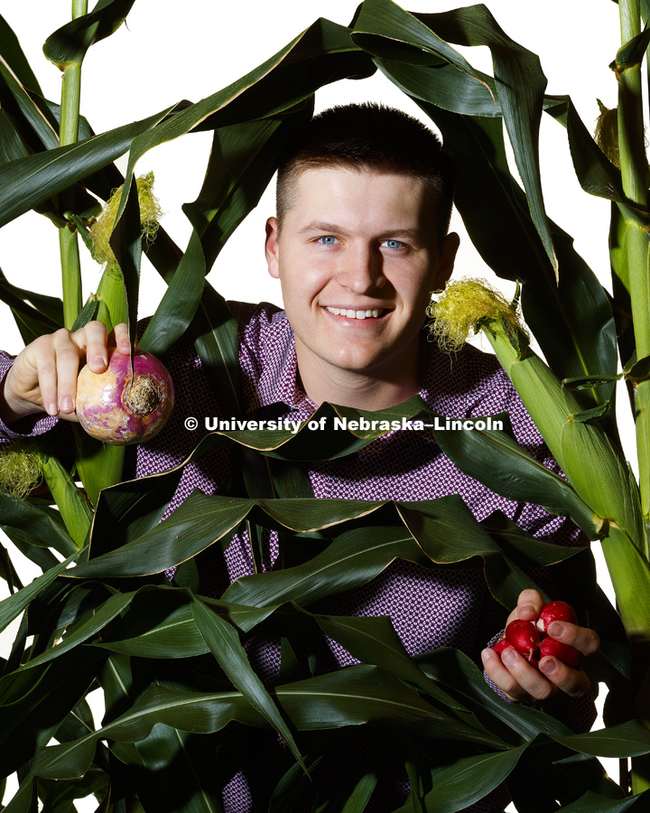 Logan Kalkowski, Engler Agribusiness Entrepreneur, business revolves around cover crops such as turnips and radishes. April 6, 2018. Photo by Craig Chandler / University Communication.