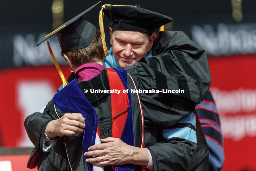 Brad Stauffer receives his doctor of education. Graduate Commencement at Pinnacle Bank Arena. May 4, 2018. Photo by Craig Chandler / University Communication.