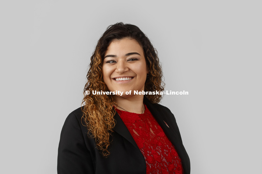 Studio portrait of Jessica Hughes, Admissions Counselor. May 7, 2018. Photo by Craig Chandler / University Communication.