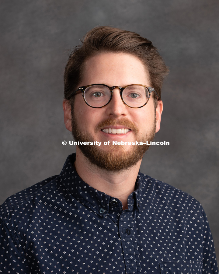 Studio portrait of Zac Porter, Assistant Professor of Architecture. New Faculty. August 15, 2018. Photo by Greg Nathan, University Communication Photography.