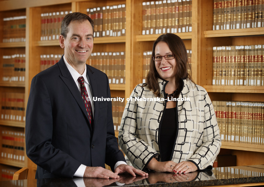 Nebraska Law professor Matthew Schaefer and Executive Director Elsbeth Magilton of the space, cyber and telecommunication law program have been awarded a NASA grant to develop a network of space law experts across the country. September 13, 2018. Photo by Craig Chandler / University Communication.