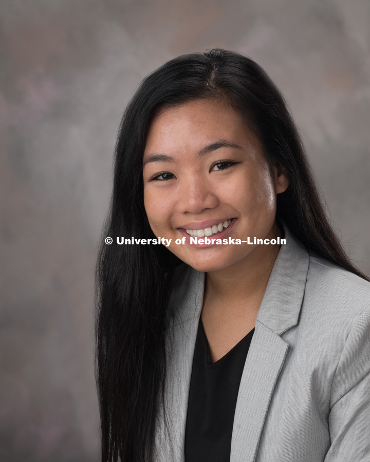 Studio portrait of My-Linh Luc, 2018 McNair Scholar. September 20, 2018. Photo by Greg Nathan, University Communication Photography.