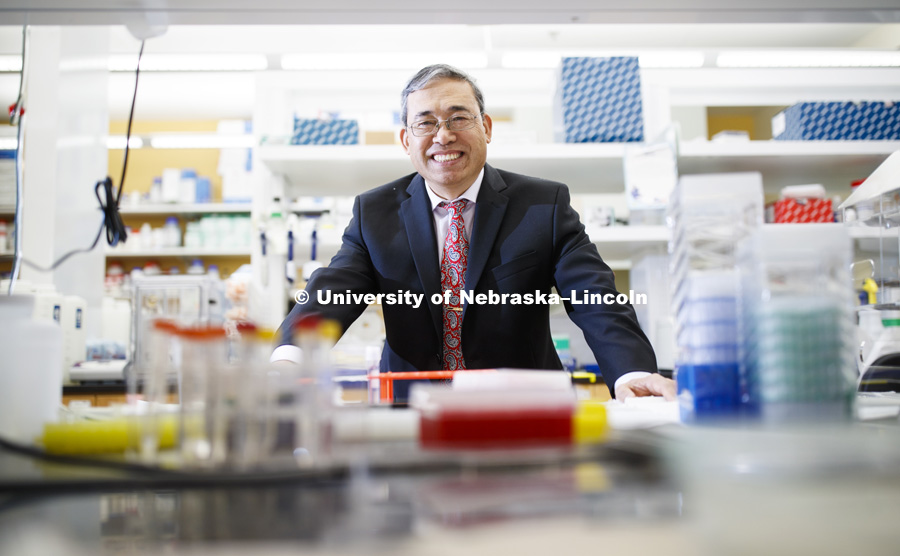 Nebraska's Qingsheng Li, Professor of Biological Sciences, is part of a National Institutes of Health-funded project that may lead to improved HIV treatments. December 13, 2018. Photo by Craig Chandler / University Communication.