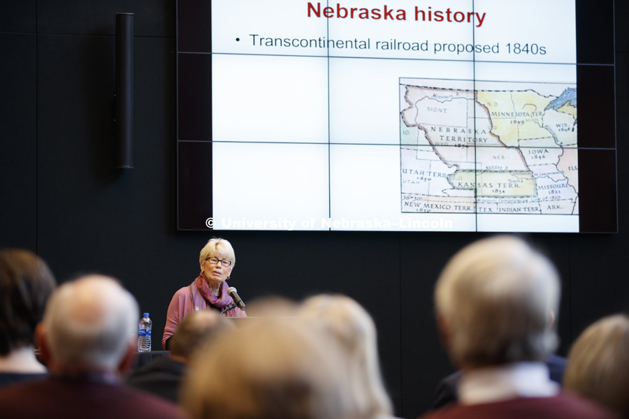 Charlyne Berens, emeriti professor, College of Journalism and Mass  Communications presents her Nebraska Lecture entitled “Nebraska’s Unicameral: Still Progressive after All These Years?”. January 23, 2019.Photo by Craig Chandler / University Communication