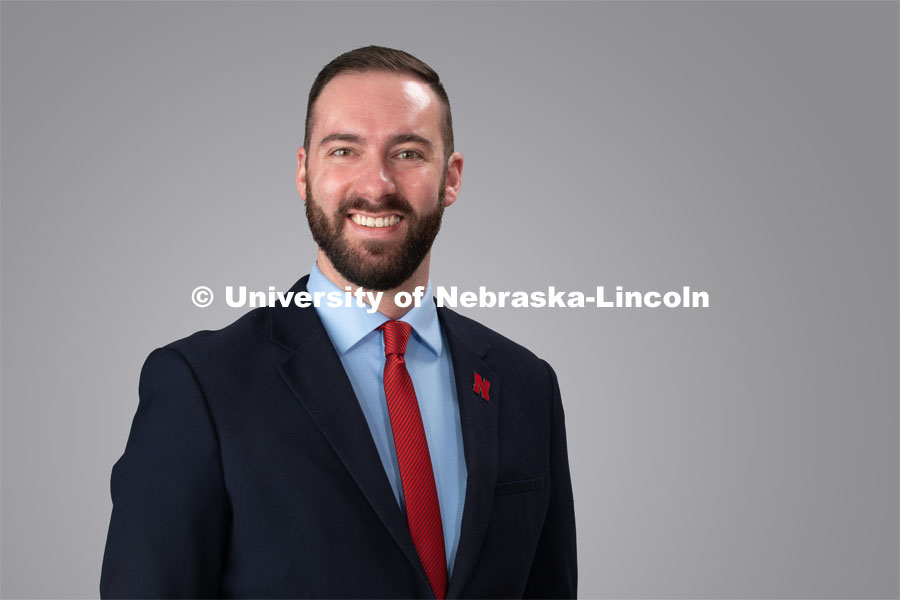 Studio portrait of Braden Foreman, UNL Teacher Scholars Academy Coordinator for the College of Education and Human Sciences. March 14, 2019. Photo by Greg Nathan, University Communication. 