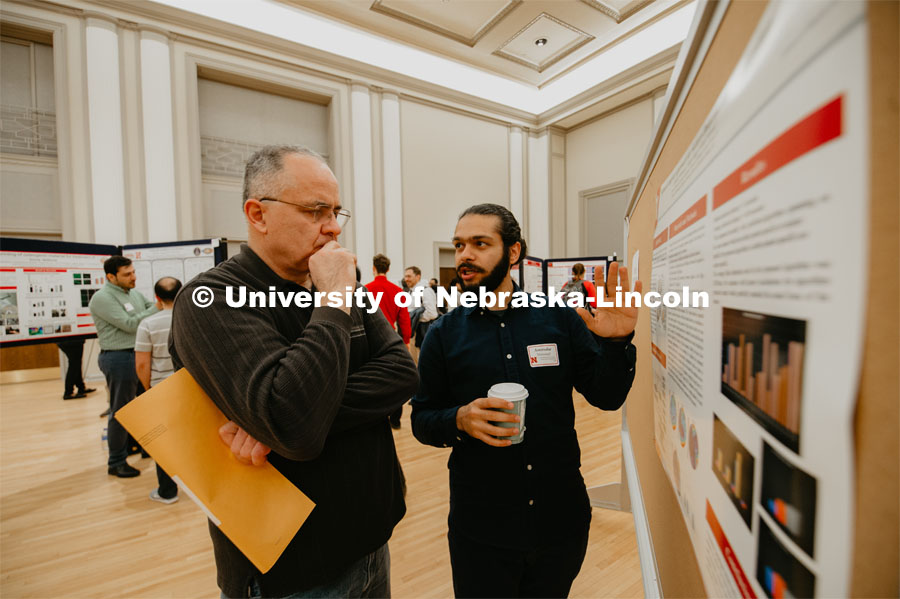 Research Fair graduate poster session in the Nebraska Union ballrooms. April 15, 2019. Photo by Justin Mohling / University Communication.