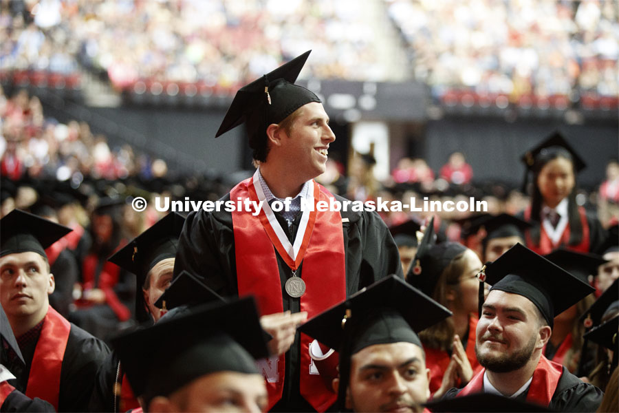 Undergraduate commencement at Pinnacle Bank Arena, May 4, 2019. Photo by Craig Chandler / University Communication.