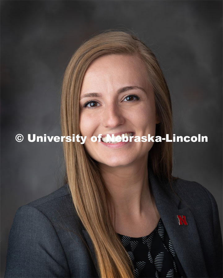 Studio portrait of Jessica Van Buskirk, First Year Student Services Specialist, Husker Hub. July 30, 2019. Photo by Greg Nathan / University Communication.