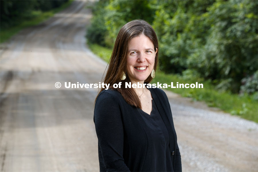 Jessica Shoemaker, Associate Professor of Law, is exploring the relationship between land tenure and North American indigenous communities. Photo used for 2018-2019 Annual Report on Research at Nebraska. August 16, 2019. Photo by Craig Chandler / University Communication.