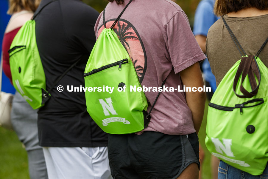 Students participate in ice-breaker games at the First Husker Welcome. August 18, 2019. Photo by Craig Chandler / University Communication.