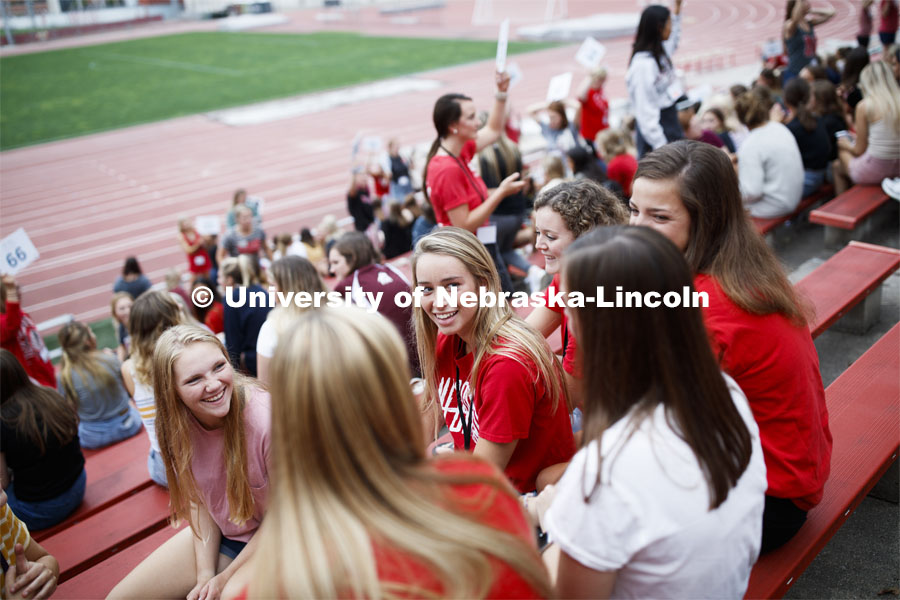 Sorority Recruitment welcome at Ed Weir Track. August 18, 2019. Photo by Craig Chandler / University Communication