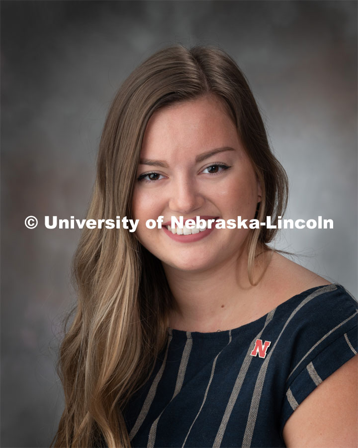 Studio portrait of Makenna Pardee, Office Associate for Food Science and Technology. August 19, 2019. Photo by Greg Nathan / University Communication.