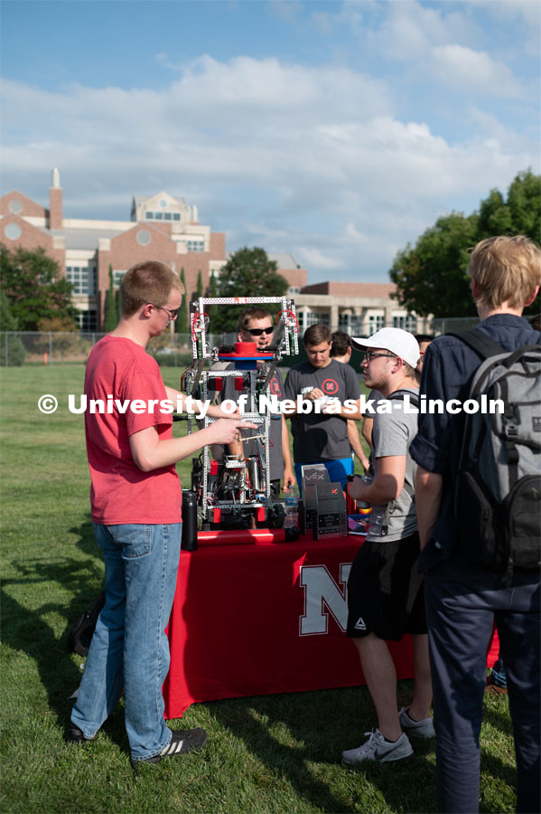 Engineering students, faculty and staff attended the College of Engineering’s Big Red Welcome event, Rock The Block. They were able to meet with Engineering Student Organizations, all while having fun learning about the great on-campus resources to support well-being, community and engagement. August 29, 2019. Photo by Justin Mohling / University Communication.