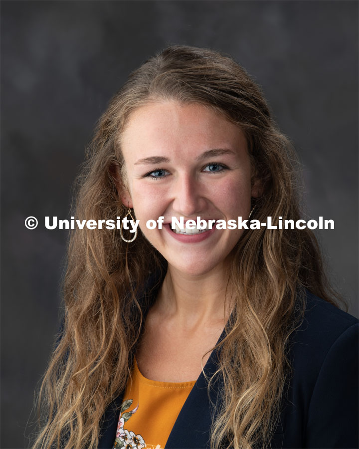 Studio portrait of Liz Ruskamp, The HUB Student Center. August 29, 2019. Photo by Greg Nathan / University Communication.