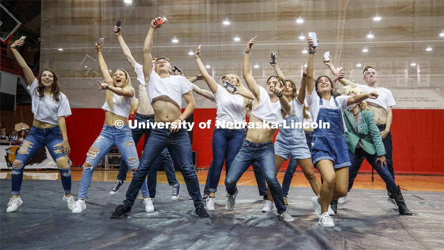 Triad 4--Phi Kappa Psi, Delta Gamma, Pi Kappa Alpha, Tau Kappa Alpha, Tau Kappa Epsilon, Sigma Alpha, Beta Sigma Psi, Sigma Nu--performs. Showtime at the Coliseum performances as part of Homecoming week. September 30, 2019. Photo by Craig Chandler / University Communication.