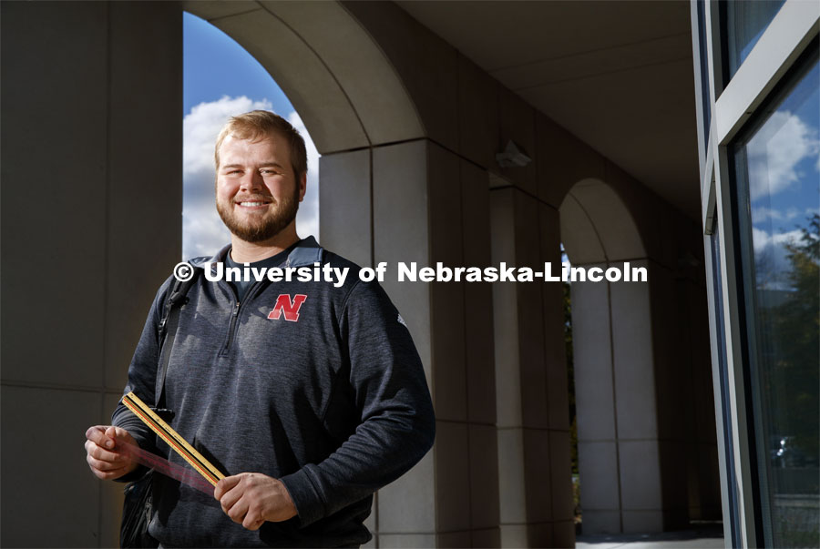 Brett Halleen, junior in agriculture engineering, for Foundation magazine article. October 23, 2019. Photo by Craig Chandler / University Communication.