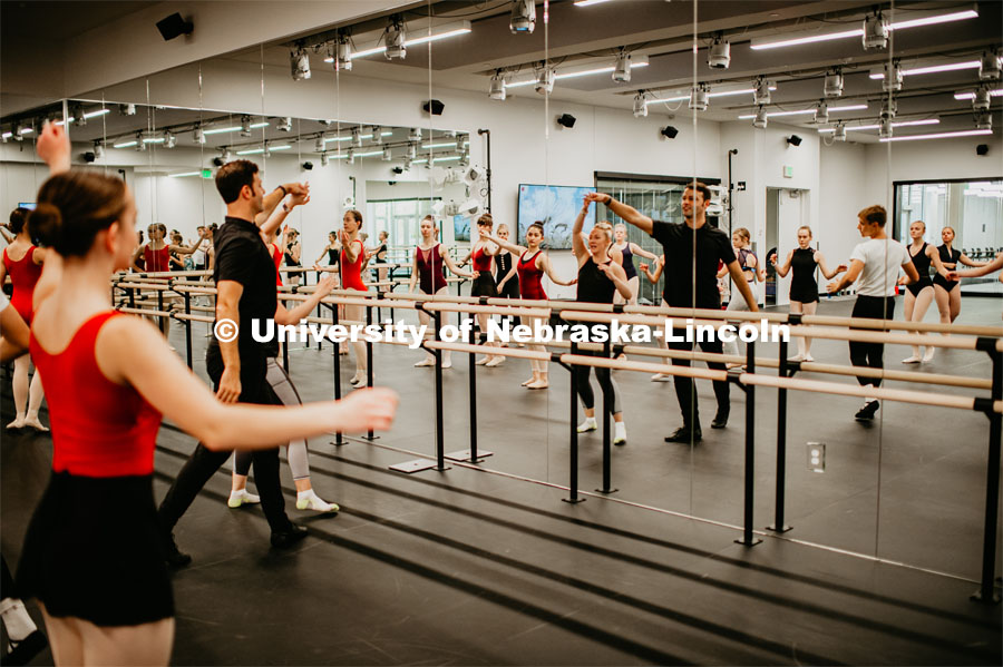 Dance Masters Class in the Johnny Carson Center for Emerging Media Arts dance studios. October 27, 2019. Photo by Justin Mohling / University Communication