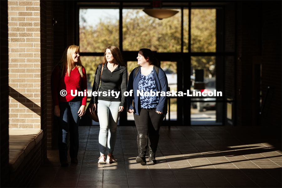 Students walking to class. College of Law photo shoot. November 7, 2019. Photo by Craig Chandler / University Communication.