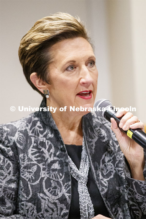 Senator Patty Pansing Brooks. Breaking Through Politics: Meeting in the Middle is a panel discussion by 5 state senators on how they engage in civil discourse while working across the aisle. November 19, 2019. Photo by Craig Chandler / University Communication.