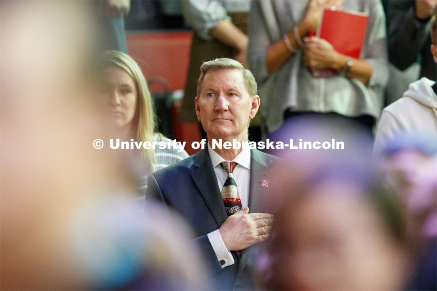 New NU President Ted Carter attends the Graduate Commencement and Hooding at the Pinnacle Bank Arena. December 20, 2019. Photo by Craig Chandler / University Communication.