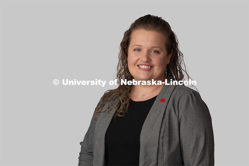 Studio portrait of Rebecca Heilman, Recruitment Specialist, Office of Admissions. January 10, 2020. Photo by Greg Nathan / University Communication.