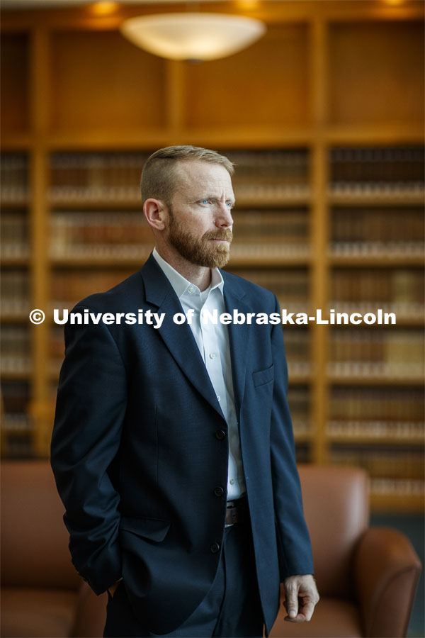 Anthony Schutz, Nebraska Law professor researching water rights. January 31, 2020. Photo by Craig Chandler / University Communication.