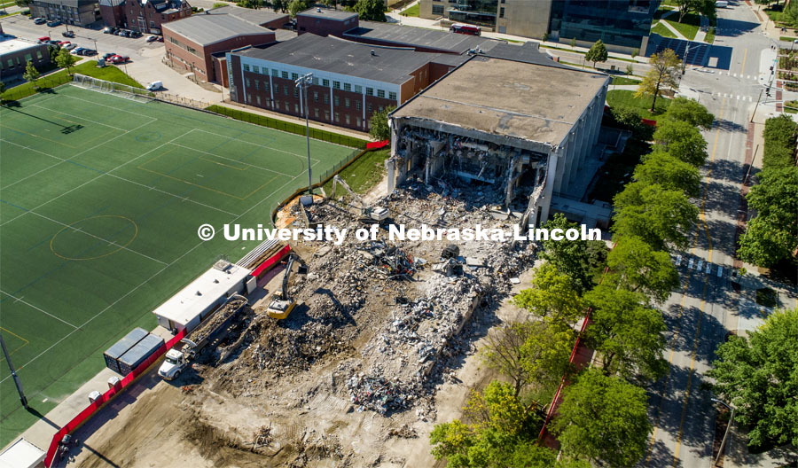 Mabel Lee Hall demolition. May 29, 2020. Photo by Craig Chandler / University Communication.